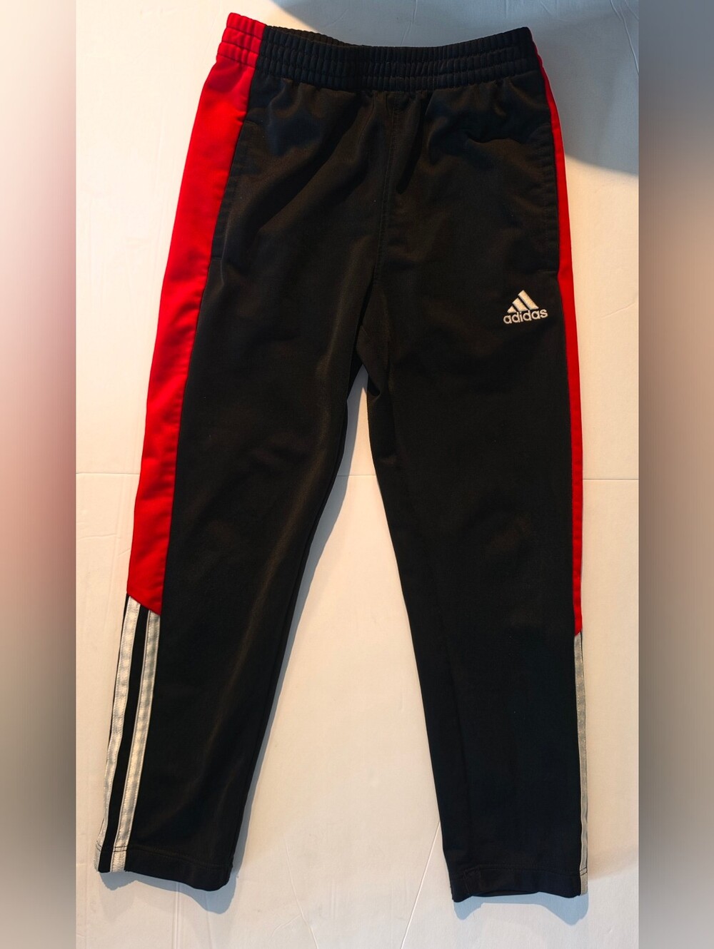 Adidas Kids Black and Red Athletic Track Pants